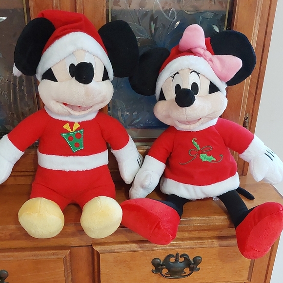 Disney Other - Disney 18" Mickey And Minnie Mouse Christmas Plushies Plush